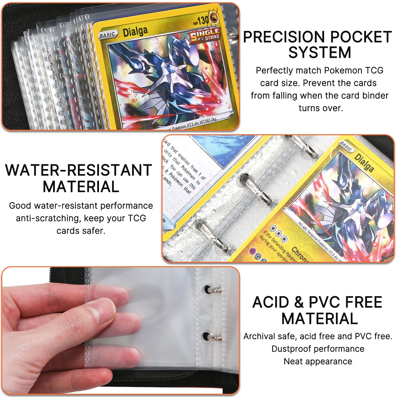 2-Pocket Mini Cards Binder for Pokemon Cards Fit 80 Pcs Cards