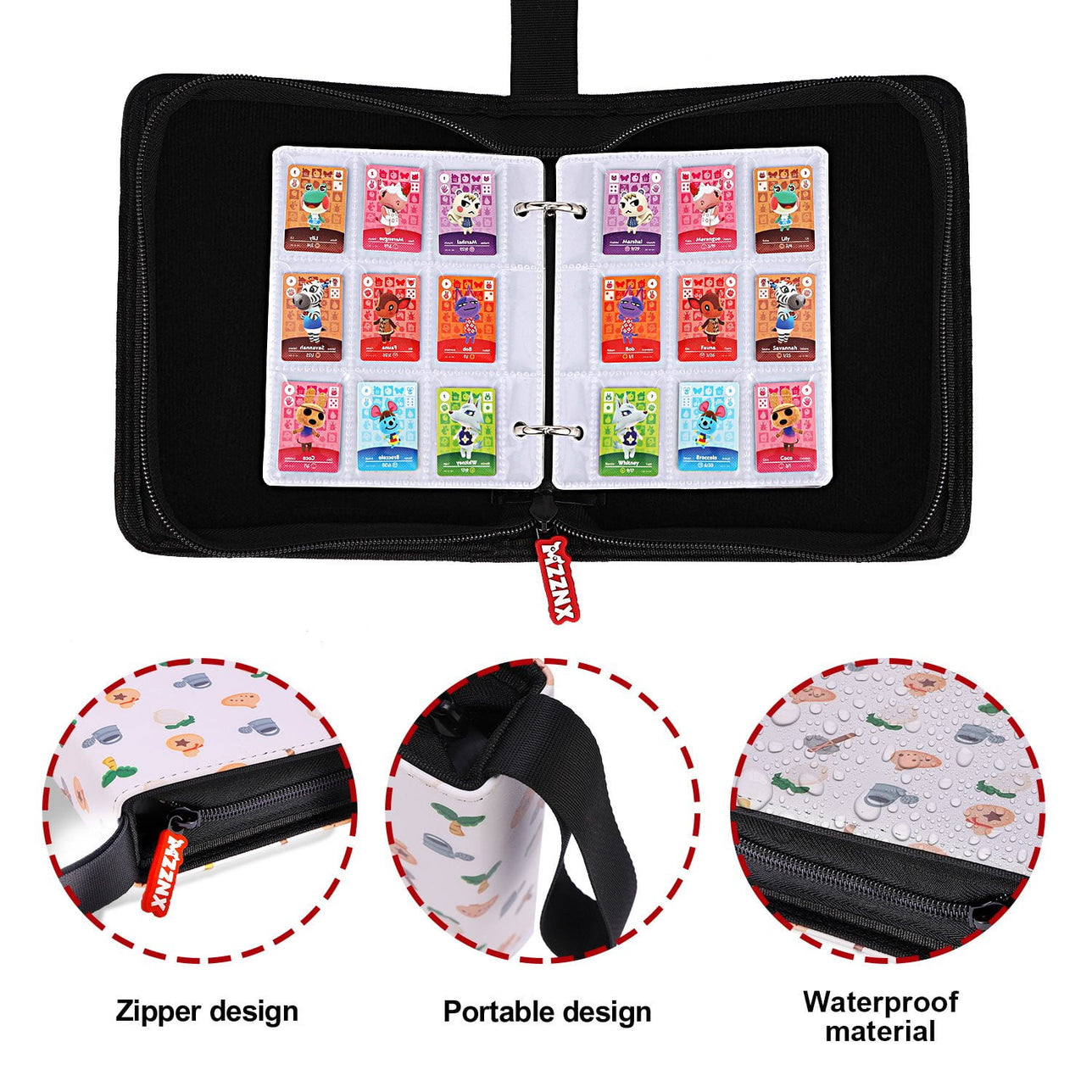 MZZNX 495 Pockets Binder Holder for Animal Crossing Mini Amiibo Cards, 1.3